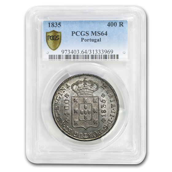 1835 Portugal Silver 400 Reis MS-64 PCGS 1835 Portugal Silver 400 Reis MS-64 PCGS